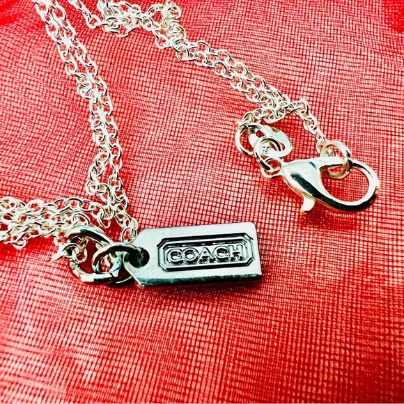 Coach Silver Logo Charm w/Stainless Steel Chain, New - Picture 4 of 4